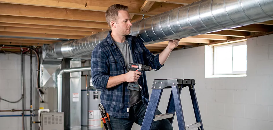 Exposed Spiral Ductwork in Plainfield